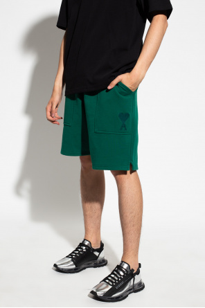 Green Shorts with logo Ami Alexandre Mattiussi